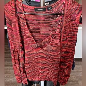 Express open weave sweater twin set (tank and cardigan).